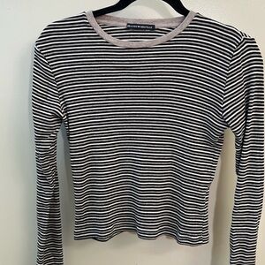 Brandy Melville Black and White Striped Top